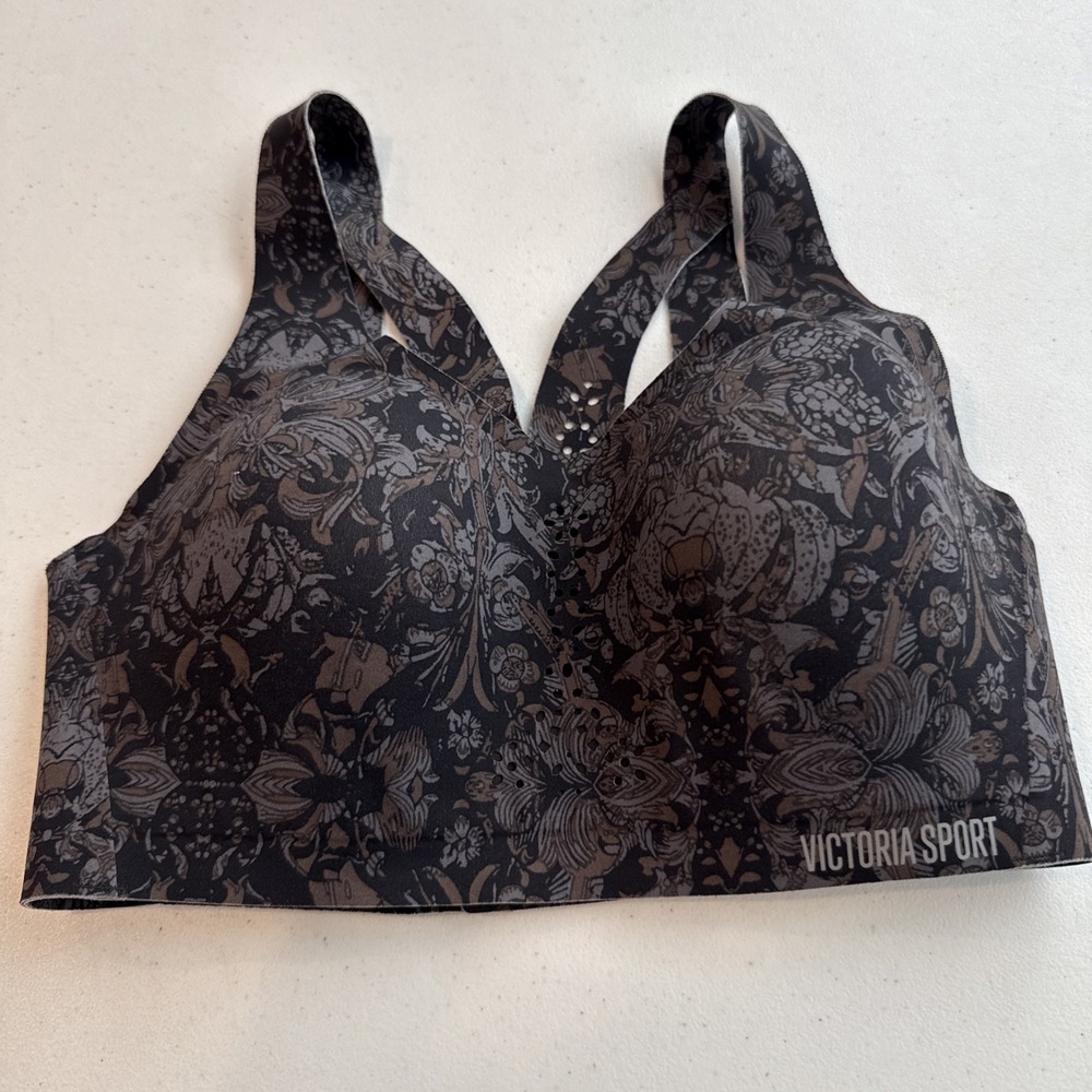 victoria secret Victoria Sport Bra Angel Max Sz 32D Paisley Floral Black - Picture 8 of 9
